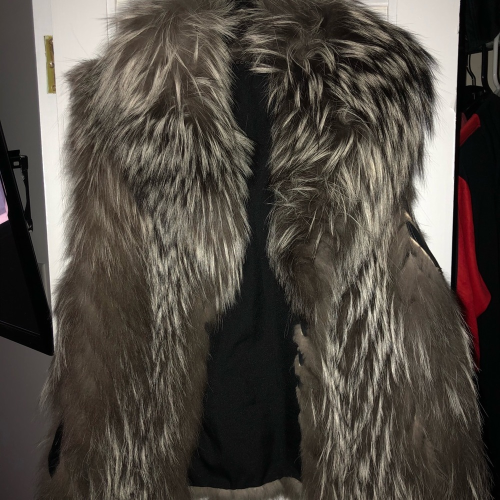 Crystal fox fur vest scoop nyc